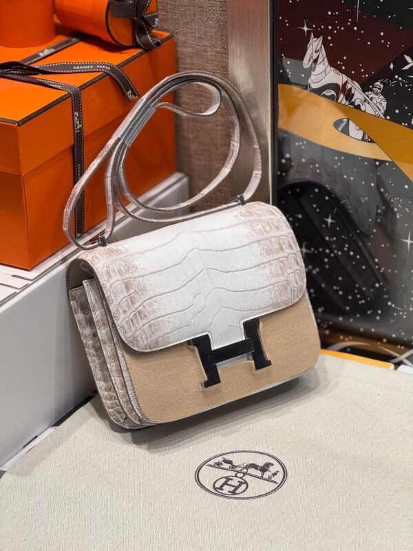 Hermès Constance 18CM Himalaya 01 Matter Crocodile Silver Hardware French Handmade