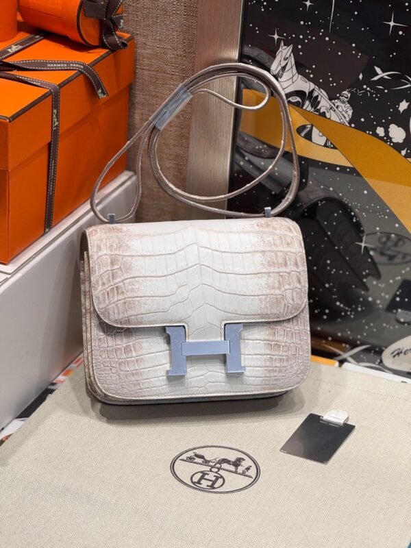 Hermès Constance 18CM Himalaya 01 Matter Crocodile Silver Hardware French Handmade