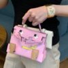 UK London Kelly Dole Picto Mauve Sylvester/Lime/Chai Special Order Epsom Silver Hardware