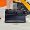 Kelly Pochette Hermes Clutch Bag CK89 Noir Swift Leather Black Hardware