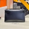 Kelly Pochette Hermes Clutch Bag CK89 Noir Swift Leather Black Hardware
