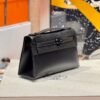Kelly Pochette Hermes Clutch Bag CK89 Noir Swift Leather Black Hardware