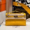 Milan Italy Hermes Kelly Pochette 22CM 9D Amber Swift Leather Gold Hardware