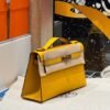Milan Italy Hermes Kelly Pochette 22CM 9D Amber Swift Leather Gold Hardware