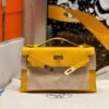 Milan Italy Hermes Kelly Pochette 22CM 9D Amber Swift Leather Gold Hardware