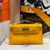 Milan Italy Hermes Kelly Pochette 22CM 9D Amber Swift Leather Gold Hardware