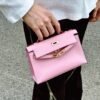 Hermes Kelly Pochette 22CM X9 Mauve Sylvester Swift Leather Rose Gold Hardware
