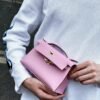 Hermes Kelly Pochette 22CM X9 Mauve Sylvester Swift Leather Rose Gold Hardware