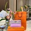 Hermes Kelly Pochette 22CM X9 Mauve Sylvester Swift Leather Rose Gold Hardware