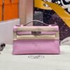 Hermes Kelly Pochette 22CM X9 Mauve Sylvester Swift Leather Rose Gold Hardware