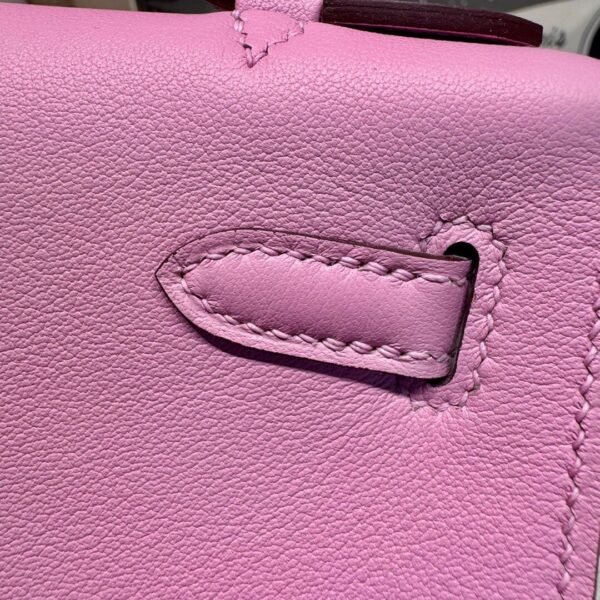 Hermes Kelly Pochette 22CM X9 Mauve Sylvester Swift Leather Rose Gold Hardware