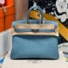 Women's Tote Birkin 25CM Bag D2 New Bleu Jean Togo Leather Silver Hardware