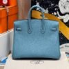 Women's Tote Birkin 25CM Bag D2 New Bleu Jean Togo Leather Silver Hardware