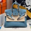 Women's Tote Birkin 25CM Bag D2 New Bleu Jean Togo Leather Silver Hardware