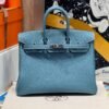 Women's Tote Birkin 25CM Bag D2 New Bleu Jean Togo Leather Silver Hardware