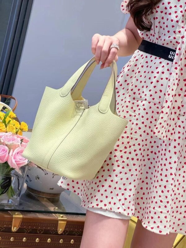 Hermes Picotin 18CM Bag Image I8 Jaune Milton Clememce Leather Silver Hardware Hermes Picotin 18CM Bag Image I8 Jaune Milton Clememce Leather Silver Hardware