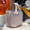 Hermes Picotin Clememce Leather 09 Mauve Pale Silver Hardware 18CM Full Handmade Hermes Picotin Clememce Leather 09 Mauve Pale Silver Hardware 18CM Full Handmade