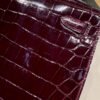 Hermes Kelly 25CM Shiny Crocodile F5 Bourgogne Silver Hardware Full Handmade Hermes Kelly 25CM Shiny Crocodile F5 Bourgogne Silver Hardware Full Handmade