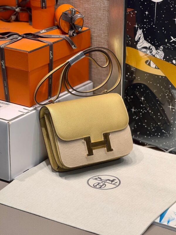 Hermes Constance 18CM Women's Bag 9Y Chever Leather Gold Hardware Full Handmade