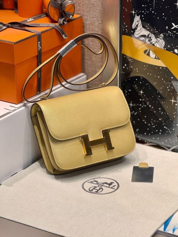 Hermes Constance 18CM Women's Bag 9Y Chever Leather Gold Hardware Full Handmade