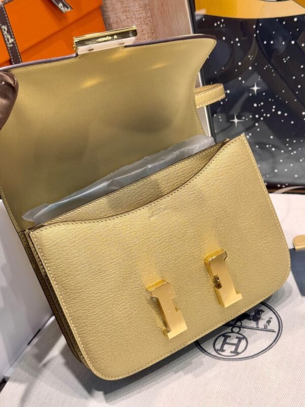 Hermes Constance 18CM Women's Bag 9Y Chever Leather Gold Hardware Full Handmade