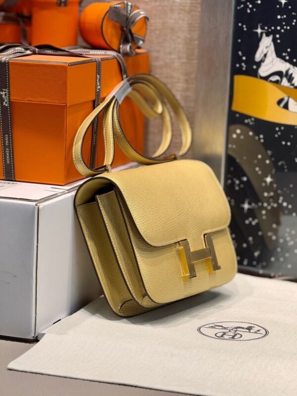 Hermes Constance 18CM Women's Bag 9Y Chever Leather Gold Hardware Full Handmade