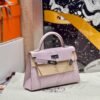 Mini Kelly ll Mauve Pale / Pearl grey So Handmade Silver Hardware French Handmade Perfect Quality