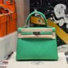 Kelly 25CM 0Z Vert Comics Epsom Leather Silver Hardware French Handmade Perfect Quality