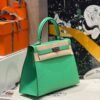 Kelly 25CM 0Z Vert Comics Epsom Leather Silver Hardware French Handmade Perfect Quality