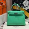 Kelly 25CM 0Z Vert Comics Epsom Leather Silver Hardware French Handmade Perfect Quality