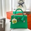 Kelly 25CM 0Z Vert Comics Epsom Leather Silver Hardware French Handmade Perfect Quality