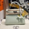 Kelly 25CM OS Vert Fizz Epsom Leather Silver Hardware French Handmade Perfect Quality