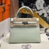 Kelly 25CM OS Vert Fizz Epsom Leather Silver Hardware French Handmade Perfect Quality