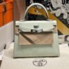 Kelly 25CM OS Vert Fizz Epsom Leather Silver Hardware French Handmade Perfect Quality