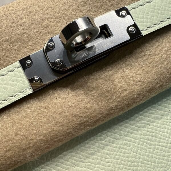 Kelly 25CM OS Vert Fizz Epsom Leather Silver Hardware French Handmade Perfect Quality