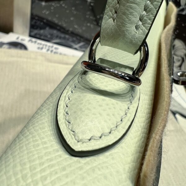 Kelly 25CM OS Vert Fizz Epsom Leather Silver Hardware French Handmade Perfect Quality