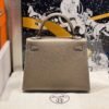 Kelly 25CM CK18 Etoupe Epsom Leather Silver Hardware French Handmade Perfect Quality