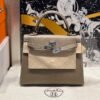 Kelly 25CM CK18 Etoupe Epsom Leather Silver Hardware French Handmade Perfect Quality