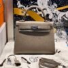 Kelly 25CM CK18 Etoupe Epsom Leather Silver Hardware French Handmade Perfect Quality