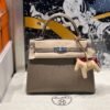 Kelly 25CM CK18 Etoupe Epsom Leather Silver Hardware French Handmade Perfect Quality