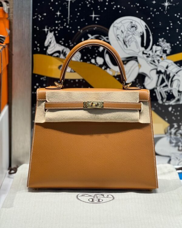 Kelly 25CM CK37 Gold Epsom Leather Gold Hardware French Handmade Perfect Quality
