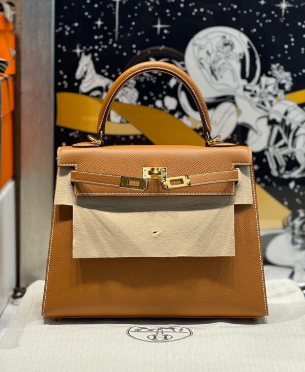 Kelly 25CM CK37 Gold Epsom Leather Gold Hardware French Handmade Perfect Quality