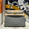 Kelly 25CM 0L Gris Meyer Epsom Leather Gold Hardware French Handmade Perfect Quality