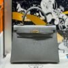 Kelly 25CM 0L Gris Meyer Epsom Leather Gold Hardware French Handmade Perfect Quality