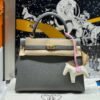 Kelly 25CM 0L Gris Meyer Epsom Leather Gold Hardware French Handmade Perfect Quality