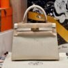 Kelly 25CM CK10 Craie Epsom Leather Gold Hardware French Handmade Perfect Quality