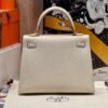 Kelly 25CM CK10 Craie Epsom Leather Gold Hardware French Handmade Perfect Quality