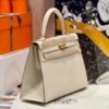 Kelly 25CM CK10 Craie Epsom Leather Gold Hardware French Handmade Perfect Quality