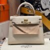 Kelly 25CM CK10 Craie Epsom Leather Gold Hardware French Handmade Perfect Quality
