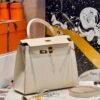 Kelly 25CM CK10 Craie Epsom Leather Gold Hardware French Handmade Perfect Quality